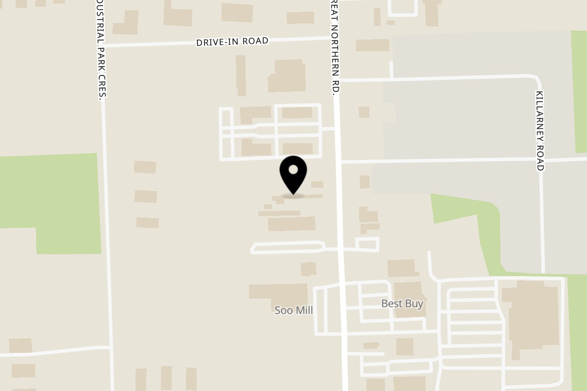 Map showing the location of Oh Yum Canada on 647 Great Northern Road in Sault Ste. Marie